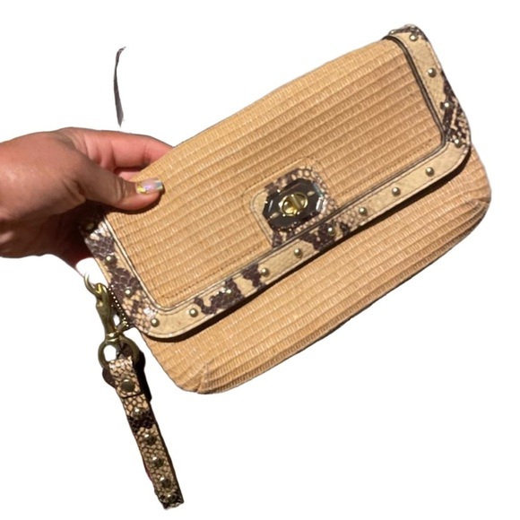 Coach straw python clutch wristlet - Picture 1 of 11